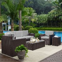 KO70054BR-GY Brown and Gray 5 Piece Wicker Furniture Set - Palm Harbor -2