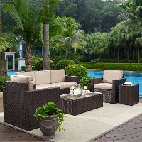 KO70054BR-SA Sand and Brown 5 Piece Wicker Furniture Set - Palm Harbor -2