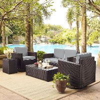 KO70056BR-GY Brown Wicker 5 Piece Wicker Furniture Set - Palm Harbor-2