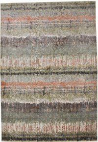 5 x 8 Medium Coral, Green, and Gray Area Rug - Sonoma