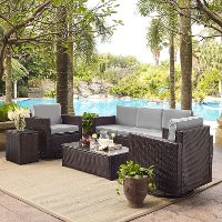 KO70057BR-GY Gray and Dark Brown 5 Piece Wicker Furniture Set - Palm Harbor -2