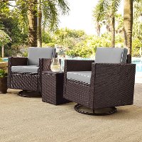 KO70058BR-GY Gray and Dark Brown 3 Piece Wicker Furniture Set - Palm Harbor