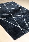 8 x 10 Large Ivory & Navy Blue Shag Rug - Elements