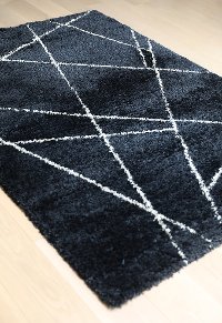 5 x 8 Medium Navy Blue & Ivory Shag Rug - Elements-2
