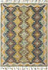 5 x 8 Medium Green, Brown, Ivory & Blue Rug - Lily