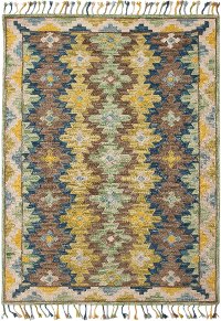 5 x 8 Medium Green, Brown, Ivory & Blue Rug - Lily