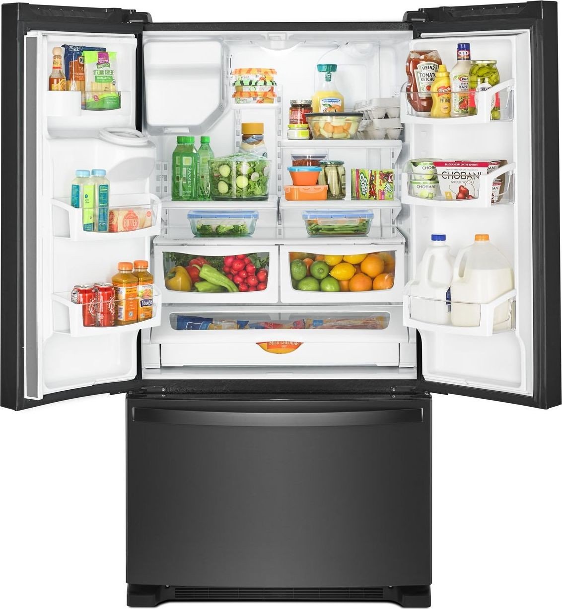 WRF555SDHV Whirlpool 36 Inch Smudge Proof French Door Refrigerator - 24.7 cu. ft., Black Stainless Steel-4