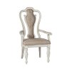 Antique White Upholstered Dining Arm Chair - Magnolia Manor Collection-2