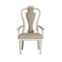 Antique White Upholstered Dining Arm Chair - Magnolia Manor-3