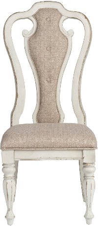 Antique White Upholstered Dining Chair - Magnolia Manor-3