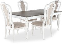 Antique White 5 Piece Dining Set with Upholstered Chairs - Magnolia Manor
