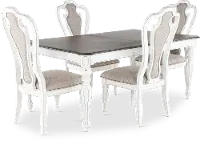 Magnolia Manor Antique White 5 Piece Dining Set with Upholstered Chairs