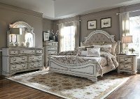 Antique White Traditional 6 Piece King Bedroom Set - Magnolia Manor