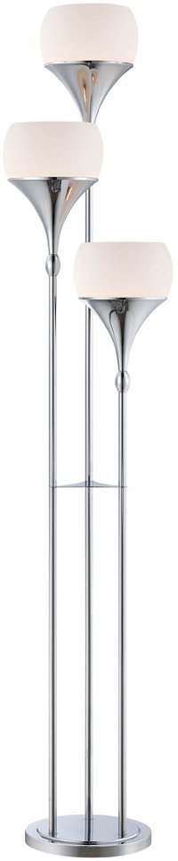 Chrome 3-Lite Floor Lamp with Frosted Glass Shades