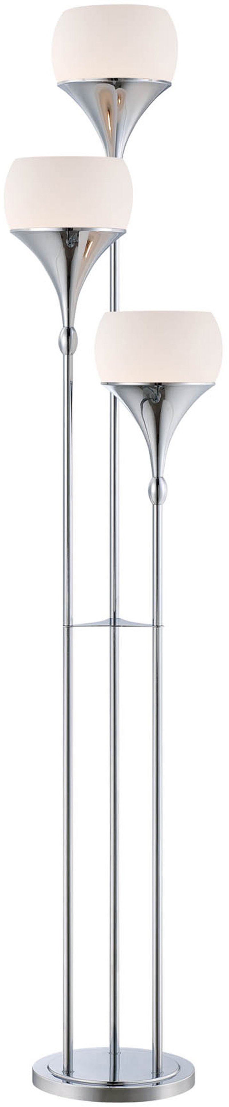 Chrome 3 Lite Floor Lamp With Frosted, Floor Lamp With Glass Shade