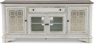 74 Inch Antique White TV Stand - Magnolia Manor
