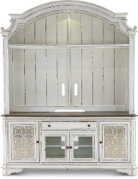 Distressed White 2 Piece Antique Entertainment Center - Magnolia Manor