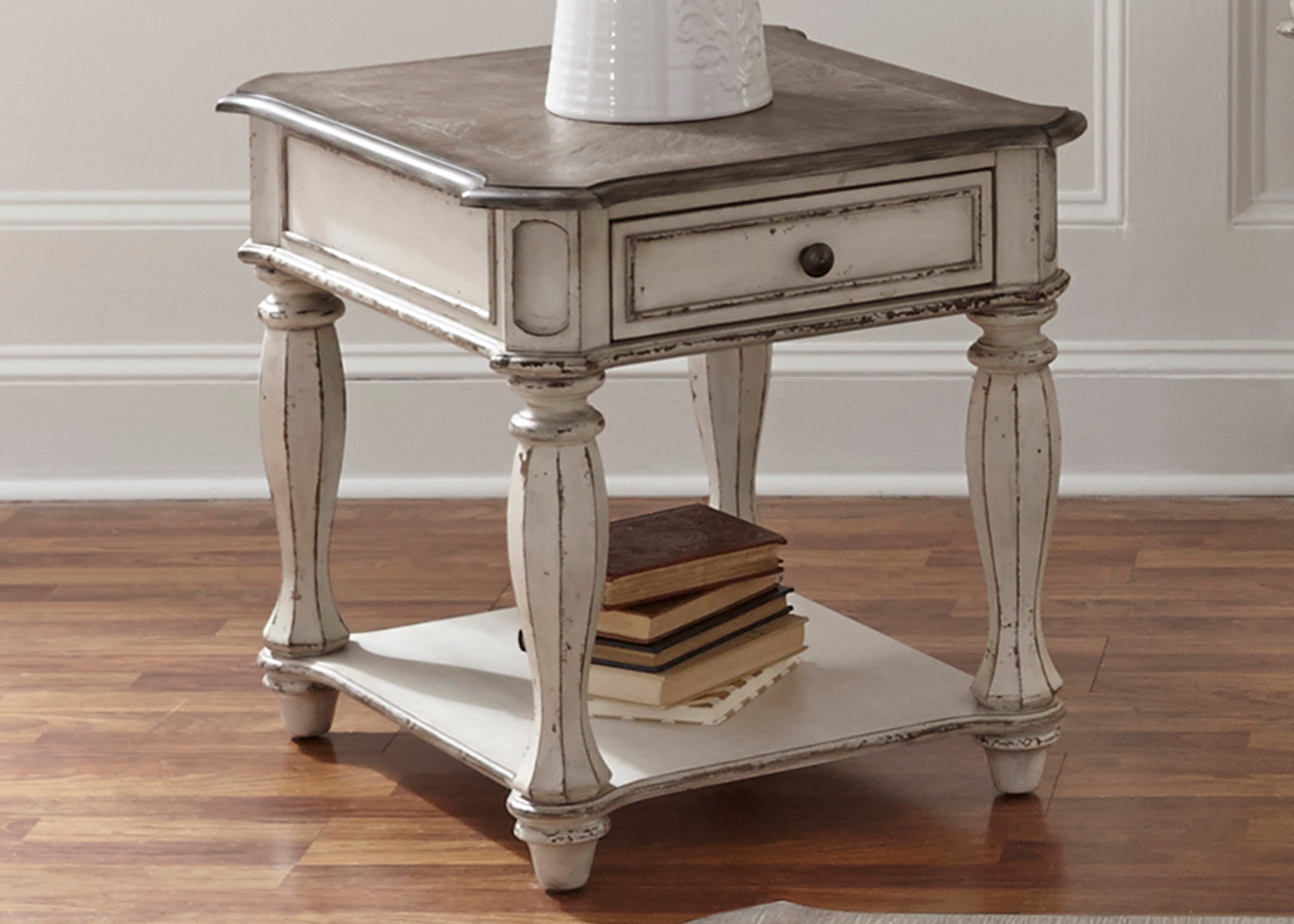 Magnolia Manor Antique White End Table-2