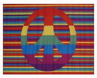 3 x 5 Small Groovy Peace Multi-Color Area Rug - Fun Time