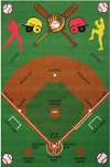 3 x 5 Small Baseball Field Multi-Color Area Rug - Fun Time