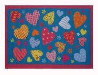 3 x 5 Small Hearts Pattern Turquoise Blue Rug - Fun Time
