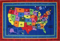 5 x 7 Medium State Capitals Multi-Color Area Rug - Fun Time