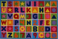 8 x 11 Large Numbers and Letters Multi-Color Area Rug - Fun Time