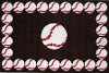 3 x 5 Small Baseball Time Red and White Area Rug - Fun Time