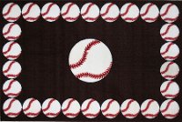 3 x 5 Small Baseball Time Red and White Area Rug - Fun Time