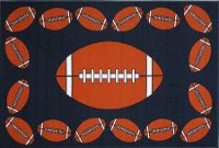 3 x 5 Small Football Time Orange & Blue Rug - Fun Time