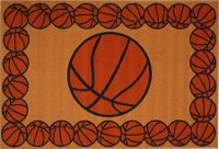 3 x 5 Small Basketball Time Orange Area Rug - Fun Time