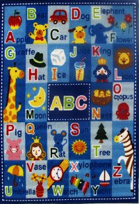 3 x 5 Small Letters and Names Blue Rug - Fun Time