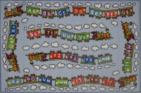 3 x 5 Small Edu Train Light Blue Rug - Fun Time