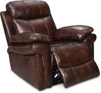 1555-EH2117-011081LV Joplin Brown Leather-Match Power Recliner - Shae
