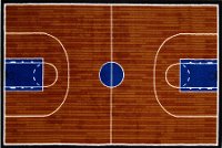 3 x 5 Small Basketball Court Orange and Blue Rug - Fun Time