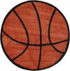 3' Round Orange and Black Basketball Rug - Fun Time Shape