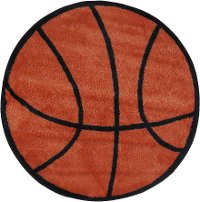 3' Round Orange and Black Basketball Rug - Fun Time Shape