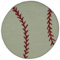 3' Round Red & White Baseball Rug - Fun Time Shape