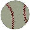3' Round Red and White Baseball Rug - Fun Time Shape