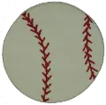 3' Round Red and White Baseball Rug - Fun Time Shape