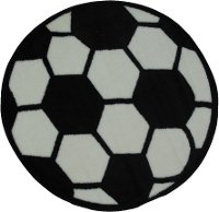 3' Round Black and White Soccer Ball Rug - Fun Time Shape