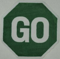 39 Inch Hexagon Go Sign Green Area Rug - Fun Time