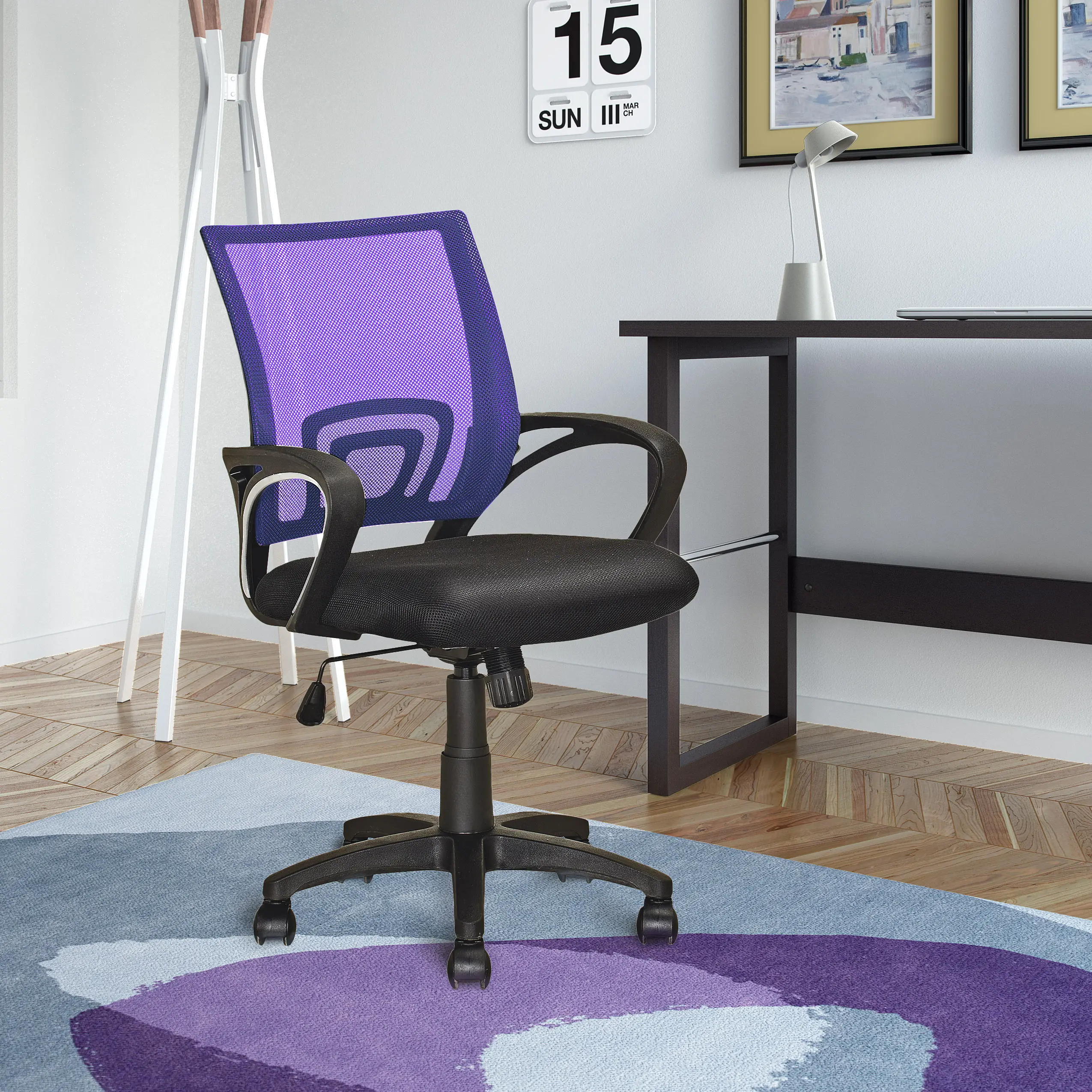 Workspace Black and Purple Mesh Office Chair-2