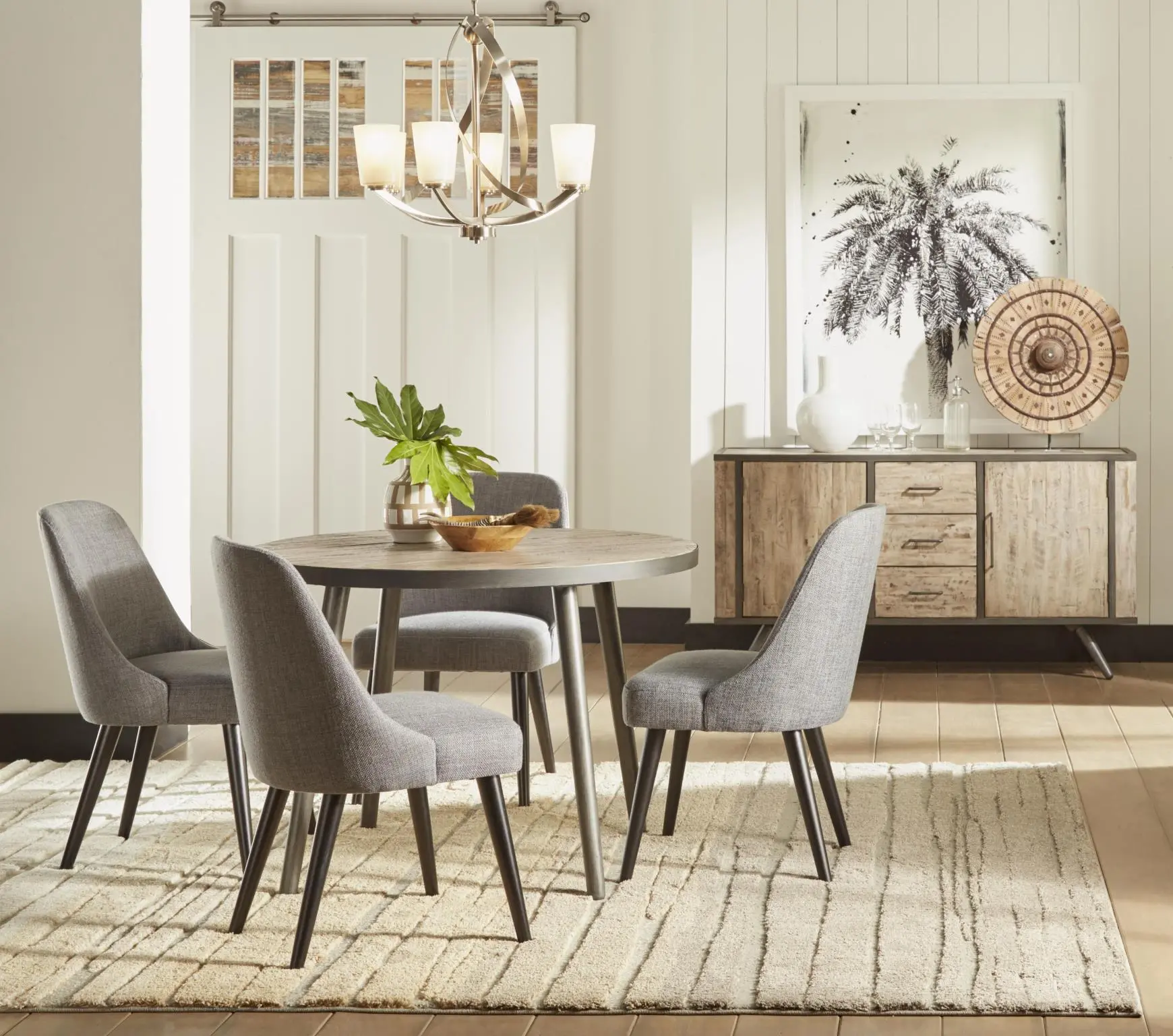 Gray 5 Piece Round Dining Set - American Retrospective-1