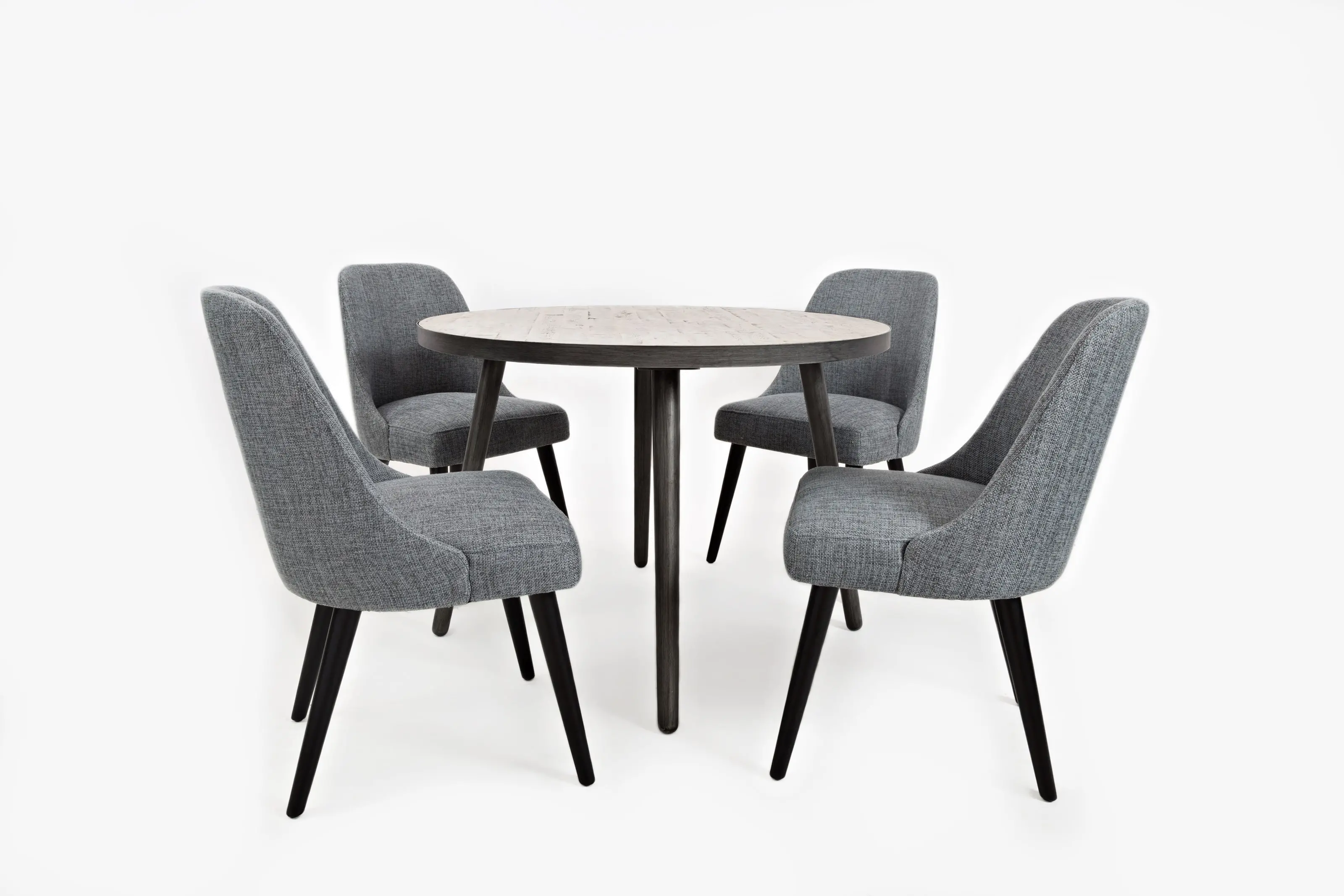 Gray 5 Piece Round Dining Set - American Retrospective-2