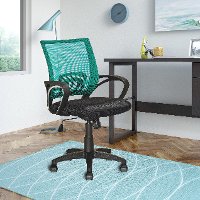 Teal and Black Mesh Office Chair - Workspace