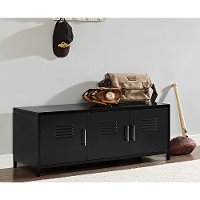 Black Metal Locker Style Storage Bench (48 Inch)