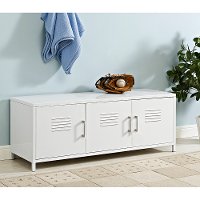 White Metal Locker Style Storage Bench (48 Inch)