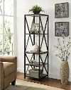 BST18XMWBW Black Metal & Barnwood Media 5-Shelf Bookshelf