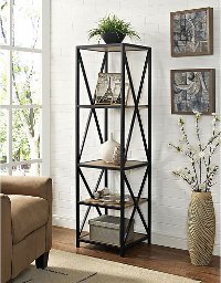 Metal & Barnwood Media 5-Shelf Bookshelf